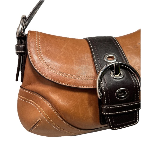 Coach F10909 SMALL Vintage British Tan & Brown Soho Leather Shoulder Bag read - Picture 2 of 16